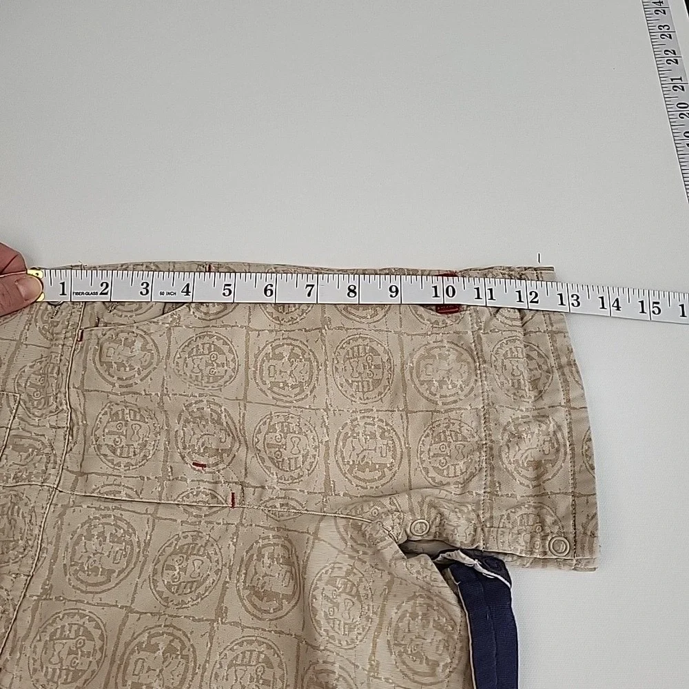 GYMBOREE Y2K 2001 Vintage TIKI Print Overalls/Shortalls Beige/Blue‎ Size 12-18mo